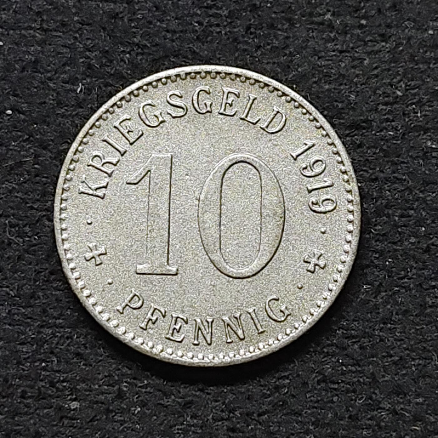 【全场包邮】纯粹捡漏拍484场（免费代拍第21场） 德国紧急状态门登1919年10芬妮铁币