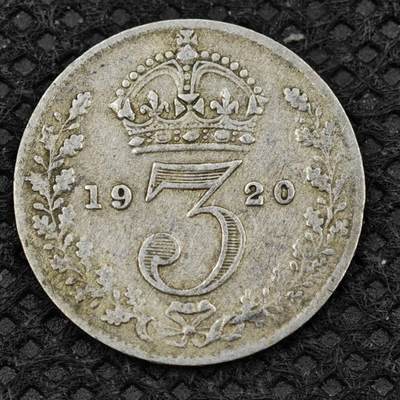 【淘币小摊】限时拍第八百二十四拍  小银币场  满百包邮可预留两周  周一统一发货  -      英国1920年乔治五世3便士银币