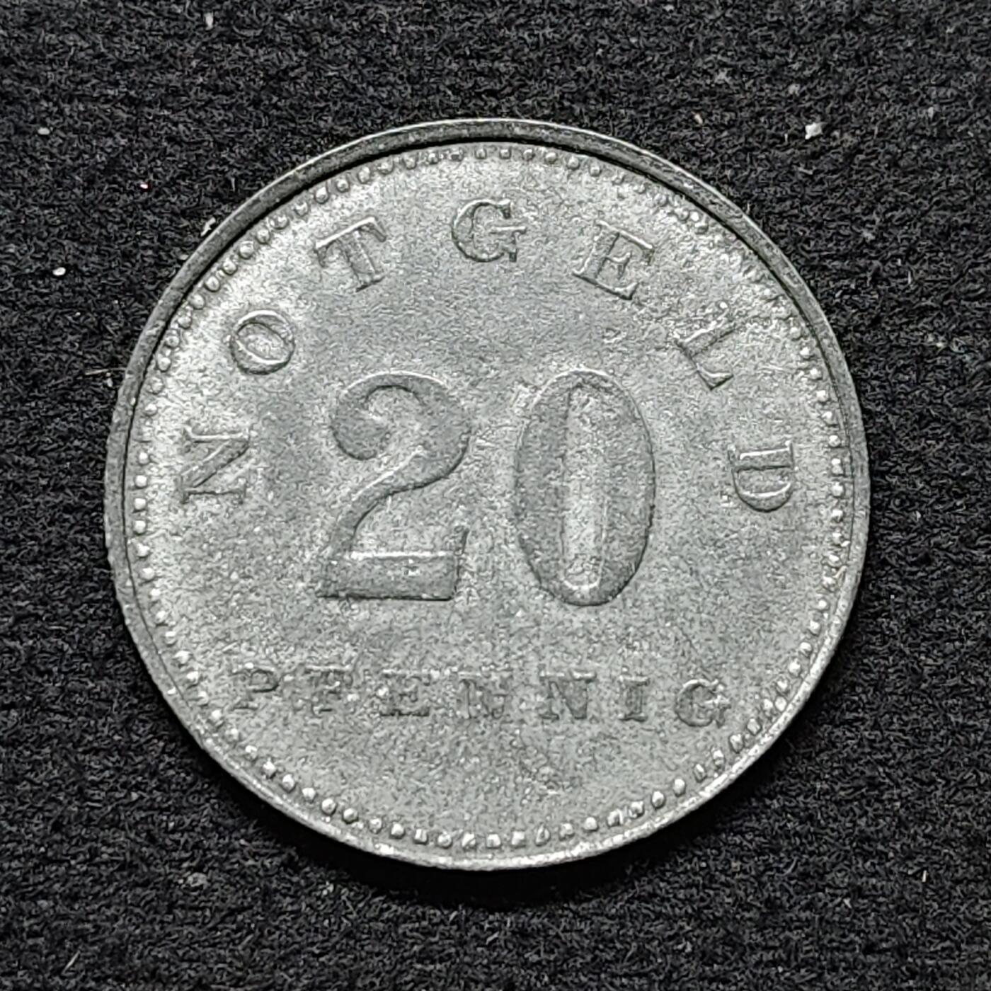 【全场包邮】纯粹捡漏拍484场（免费代拍第21场） 德国紧急状态茨维瑟尔1920年20芬妮锌币