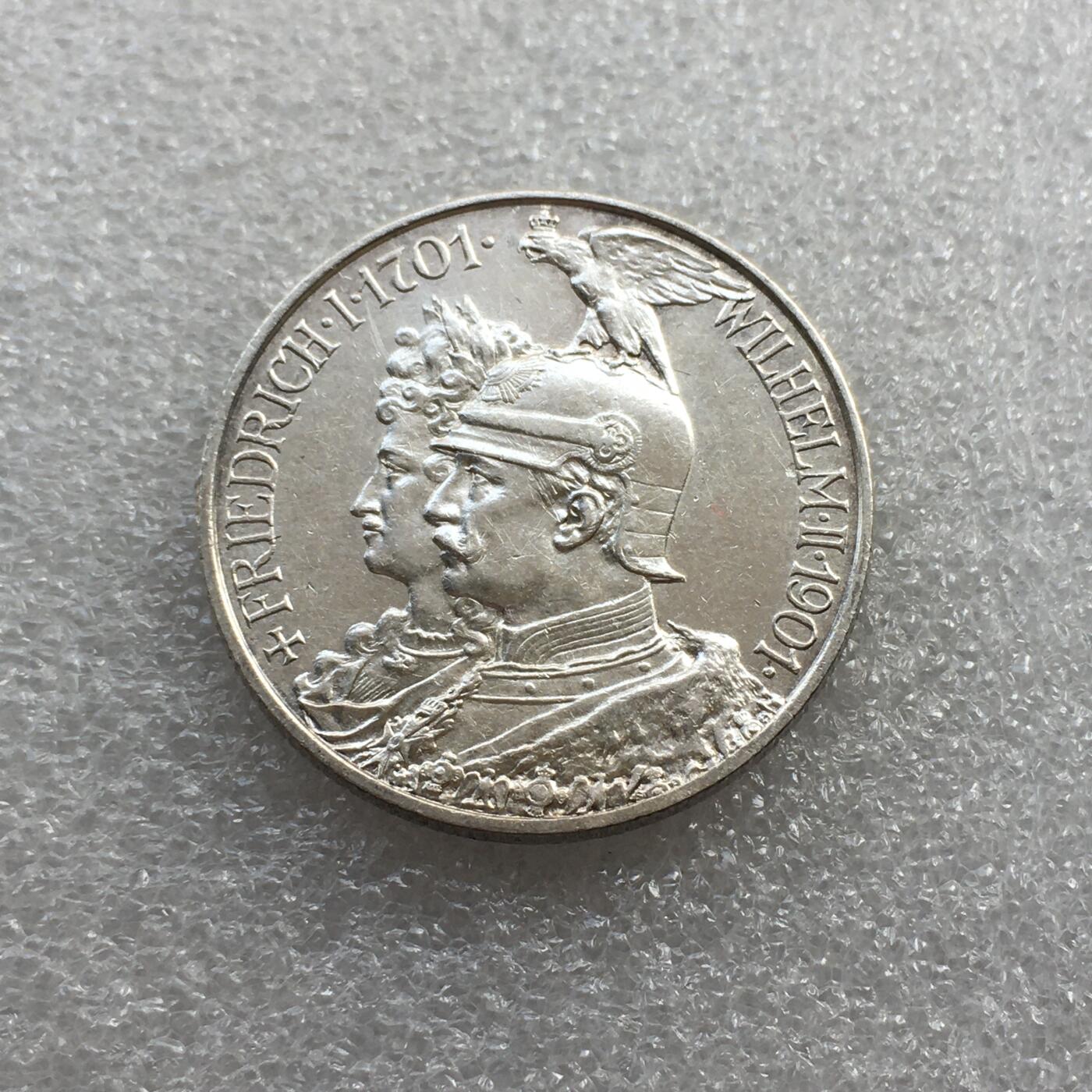 世界钱币专场拍卖 每周二开拍 1901年德国普鲁士建国200周年2马克银币