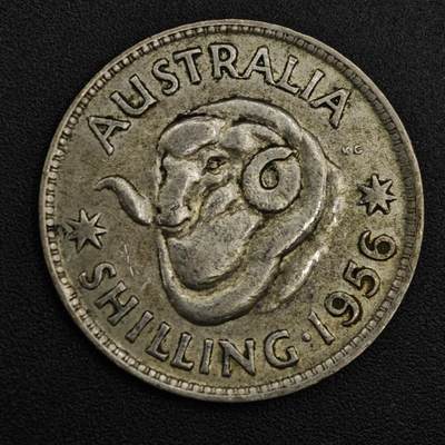 【淘币小摊】实时拍第八百二十一拍   散币场   满百包邮可预留二周 每周一统一发货   - 澳大利亚1956年伊丽莎白二世一先令绵羊银币