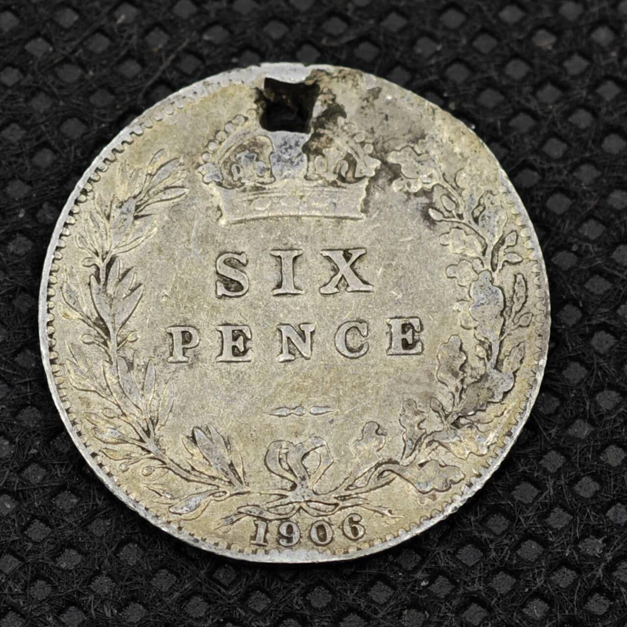 【淘币小摊】限时拍第八百二十四拍  小银币场  满百包邮可预留两周  周一统一发货     英国1906年爱德华七世6便士银币