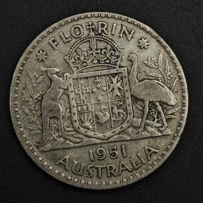 【淘币小摊】实时拍第八百二十一拍   散币场   满百包邮可预留二周 每周一统一发货   - 澳大利亚1951年乔治六世弗洛林银币