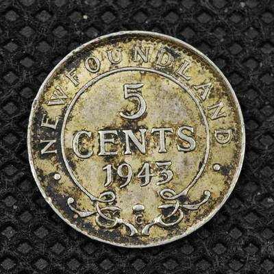 【淘币小摊】限时拍第八百二十四拍  小银币场  满百包邮可预留两周  周一统一发货  -  纽芬兰1943年乔治六世5分银币
