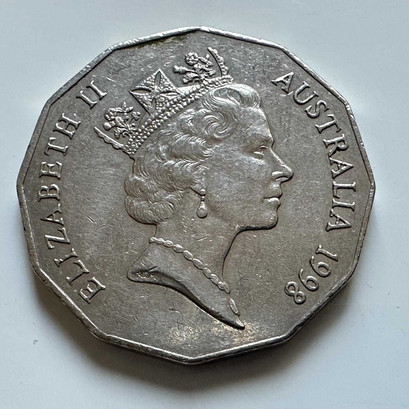 🌹外币初藏🌹🐯2025年第138场  每周二四六晚8️⃣点 接代拍 澳大利亚1998年50分纪念币—1