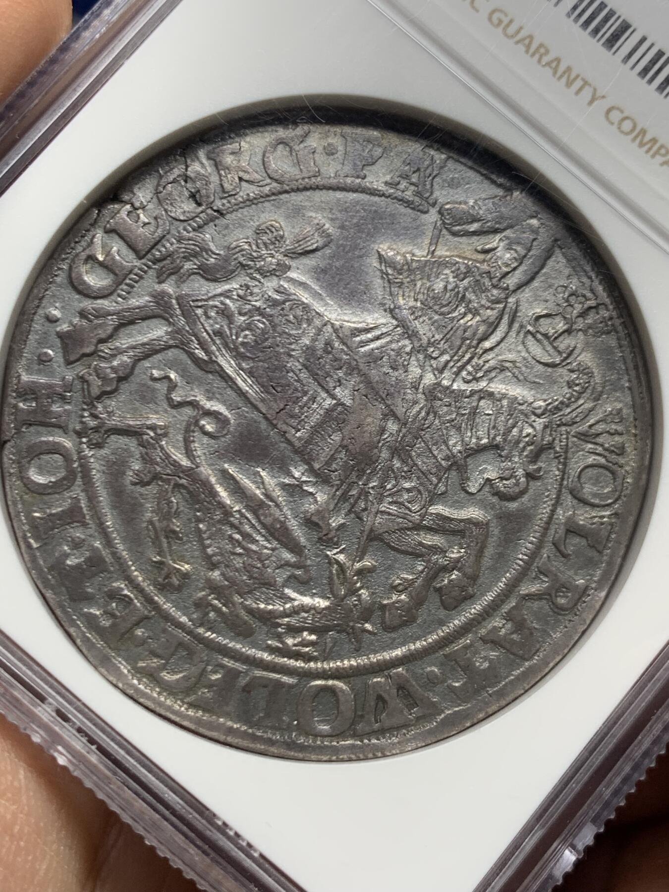 《竞宝斋》第445场 周日，周一，2场连拍 （全场包邮） NGC AUD 德国1626年曼斯菲尔德-阿腾屠龙1泰勒银币，深打细节状态都很好。