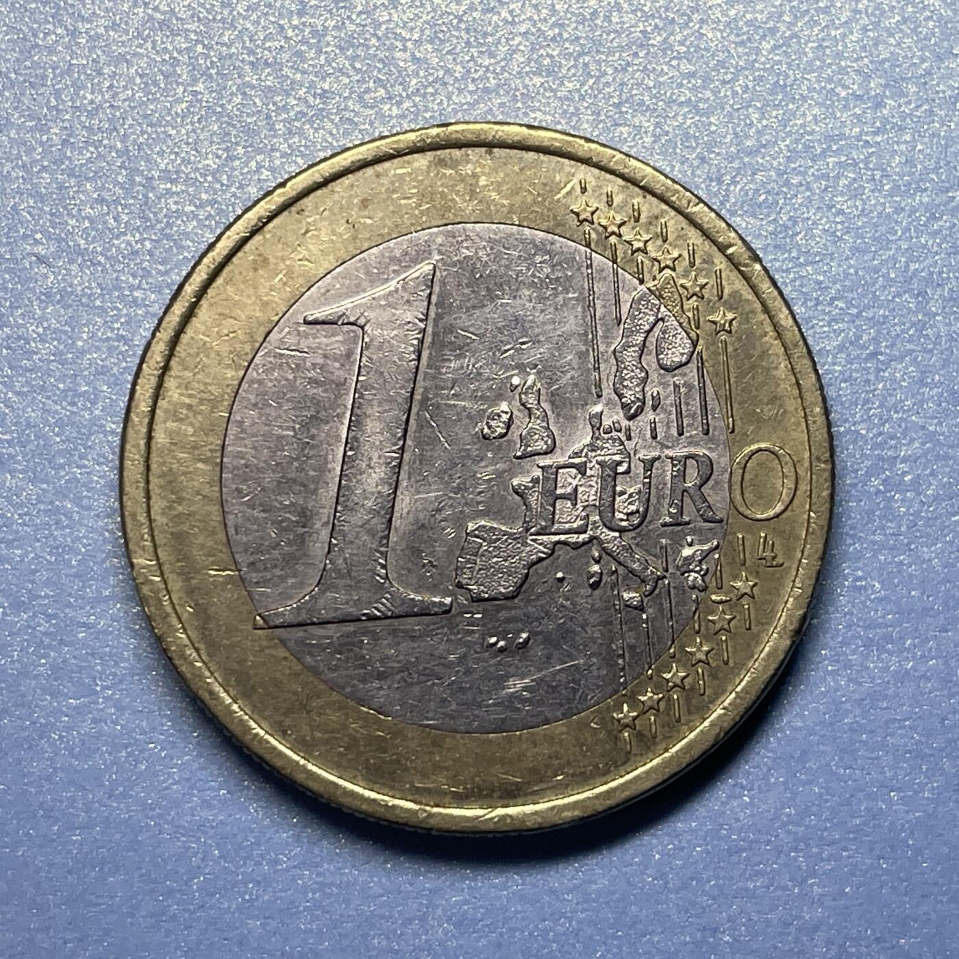 【世界各国硬币】限时专拍 【008】2002年1欧元硬币一枚