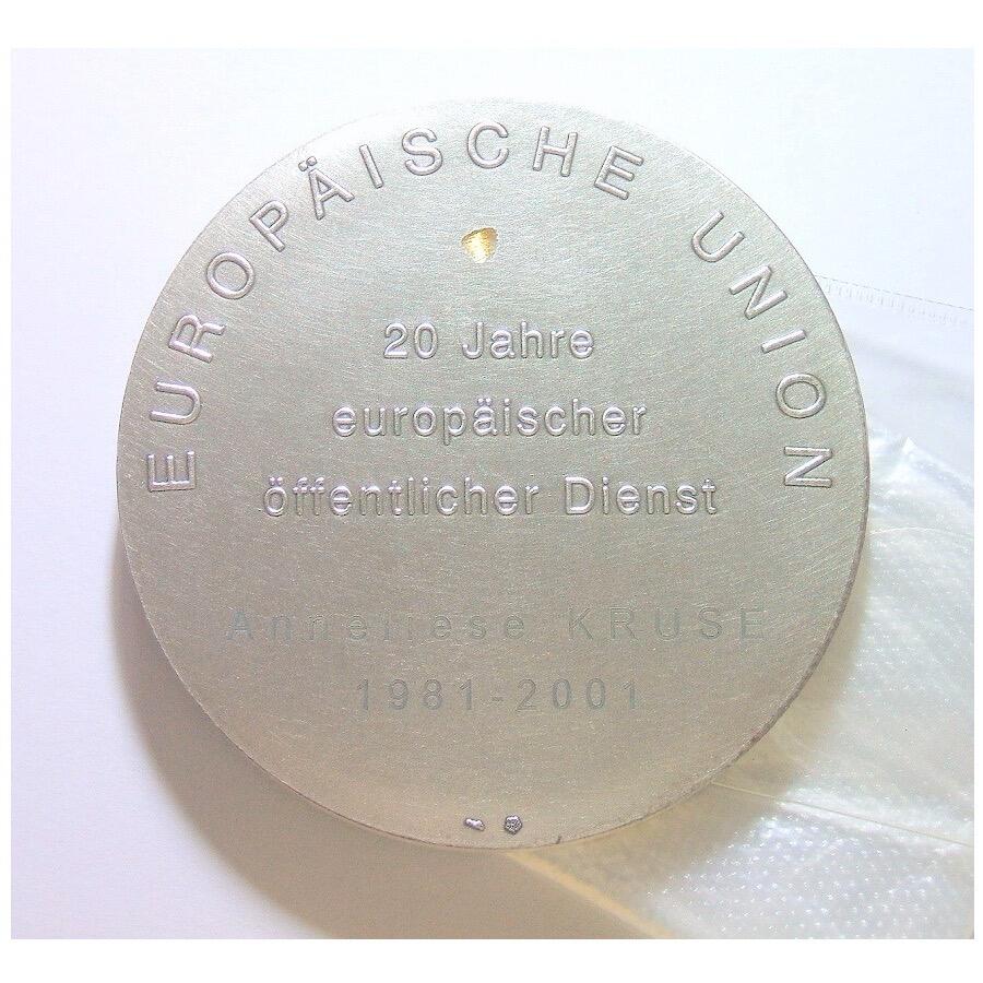 【艺术】法国艺术大章 欧盟之父舒曼 高浮雕精制超大镀银章 70MM 185克