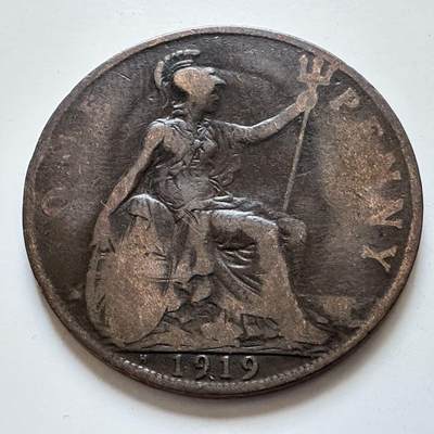 🌹外币初藏🌹🐯2025年第138场  每周二四六晚8️⃣点 接代拍 - 英国1919年一便士