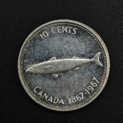 【淘币小摊】实时拍第八百二十一拍   散币场   满百包邮可预留二周 每周一统一发货   - 加拿大1967年建国百年10分银币