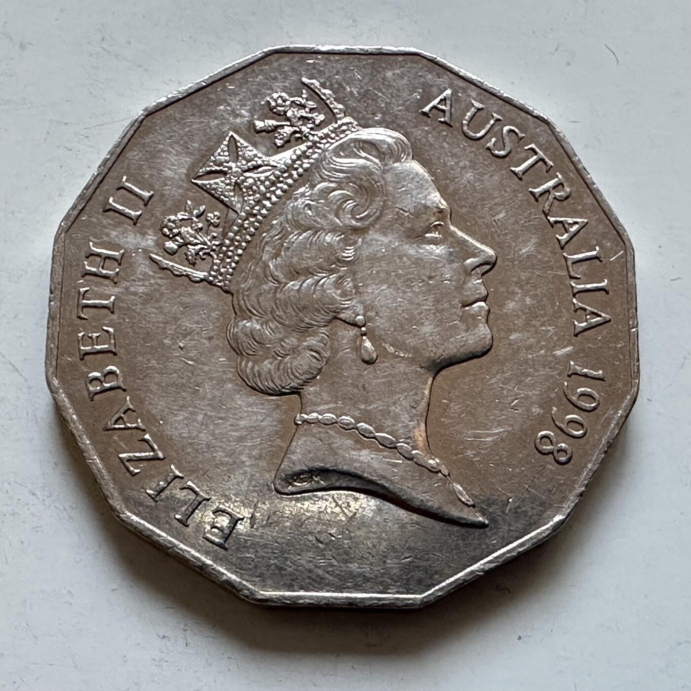 🌹外币初藏🌹🐯2025年第138场  每周二四六晚8️⃣点 接代拍 澳大利亚1998年50分纪念币—5