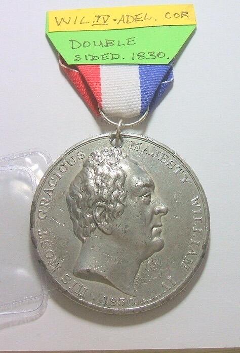 英国1830年 威廉四世继任国王高浮雕大合金章 带绶带 53MM