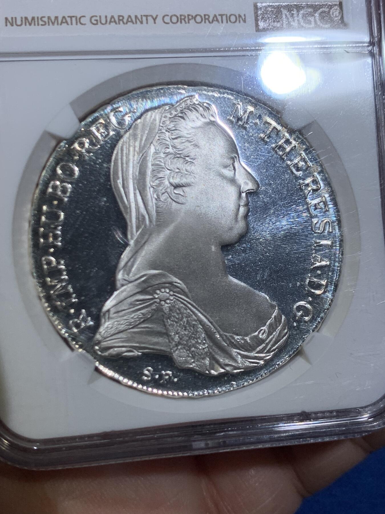 《竞宝斋》第445场 周日，周一，2场连拍 （全场包邮） NGC PF68UC 奥地利1780大奶妈泰勒精制银币 后铸版