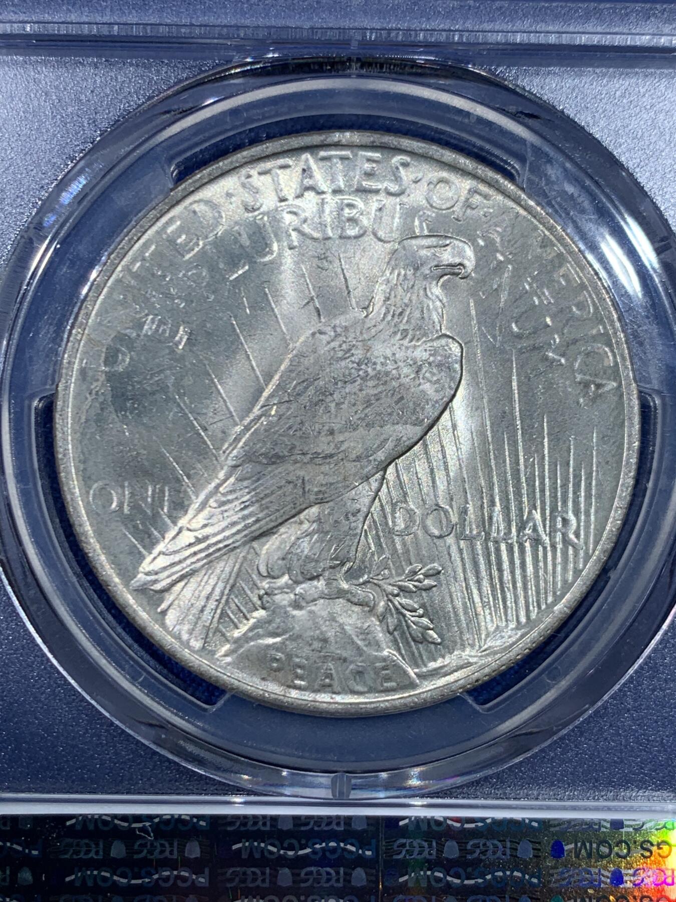 《竞宝斋》第445场 周日，周一，2场连拍 （全场包邮） PCGS MS64 美国1923年和平1美元大银币