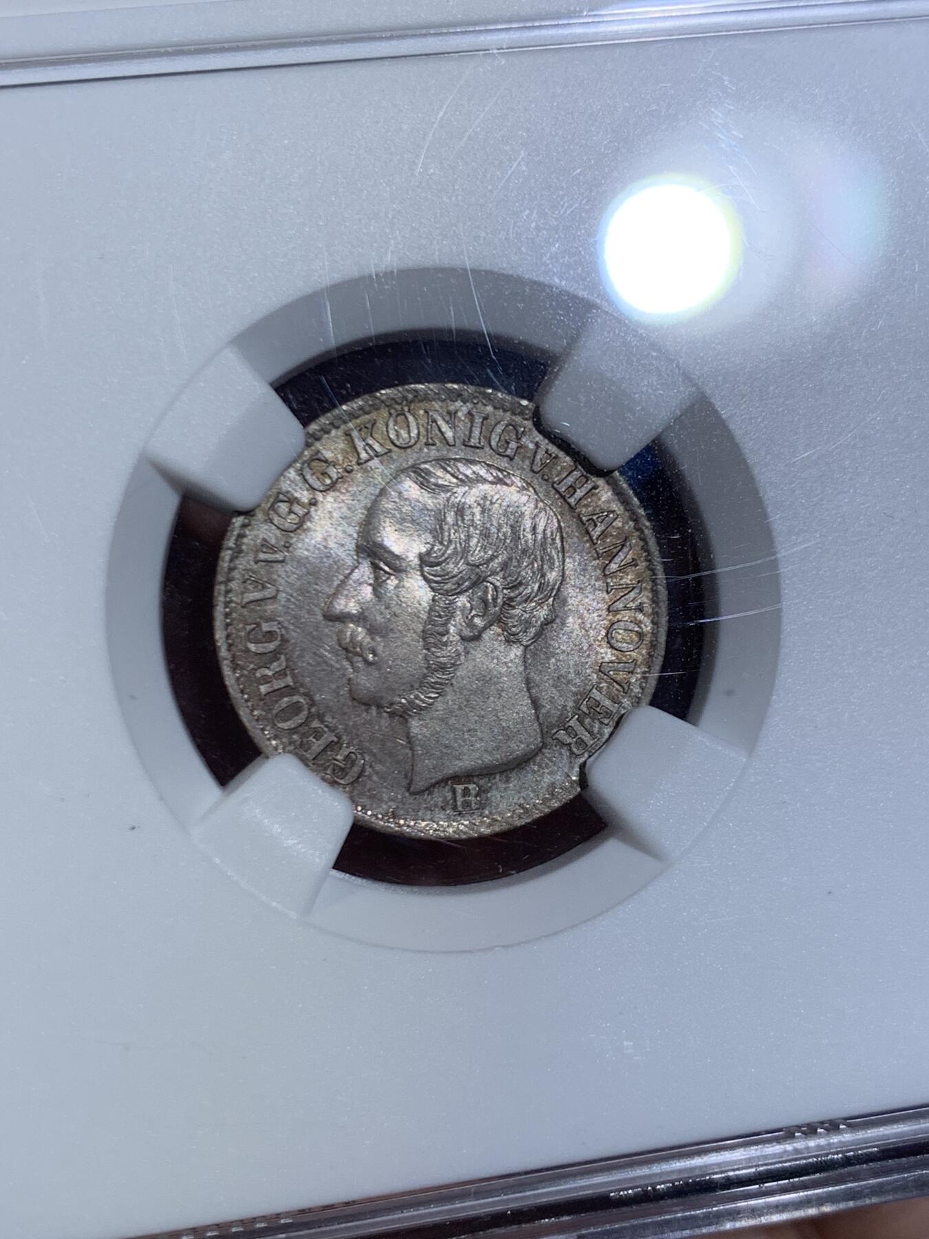 《竞宝斋》第445场 周日，周一，2场连拍 （全场包邮） NGC MS66 德国 1853B 汉诺威 1/12泰勒银币 不多见的辅币分数