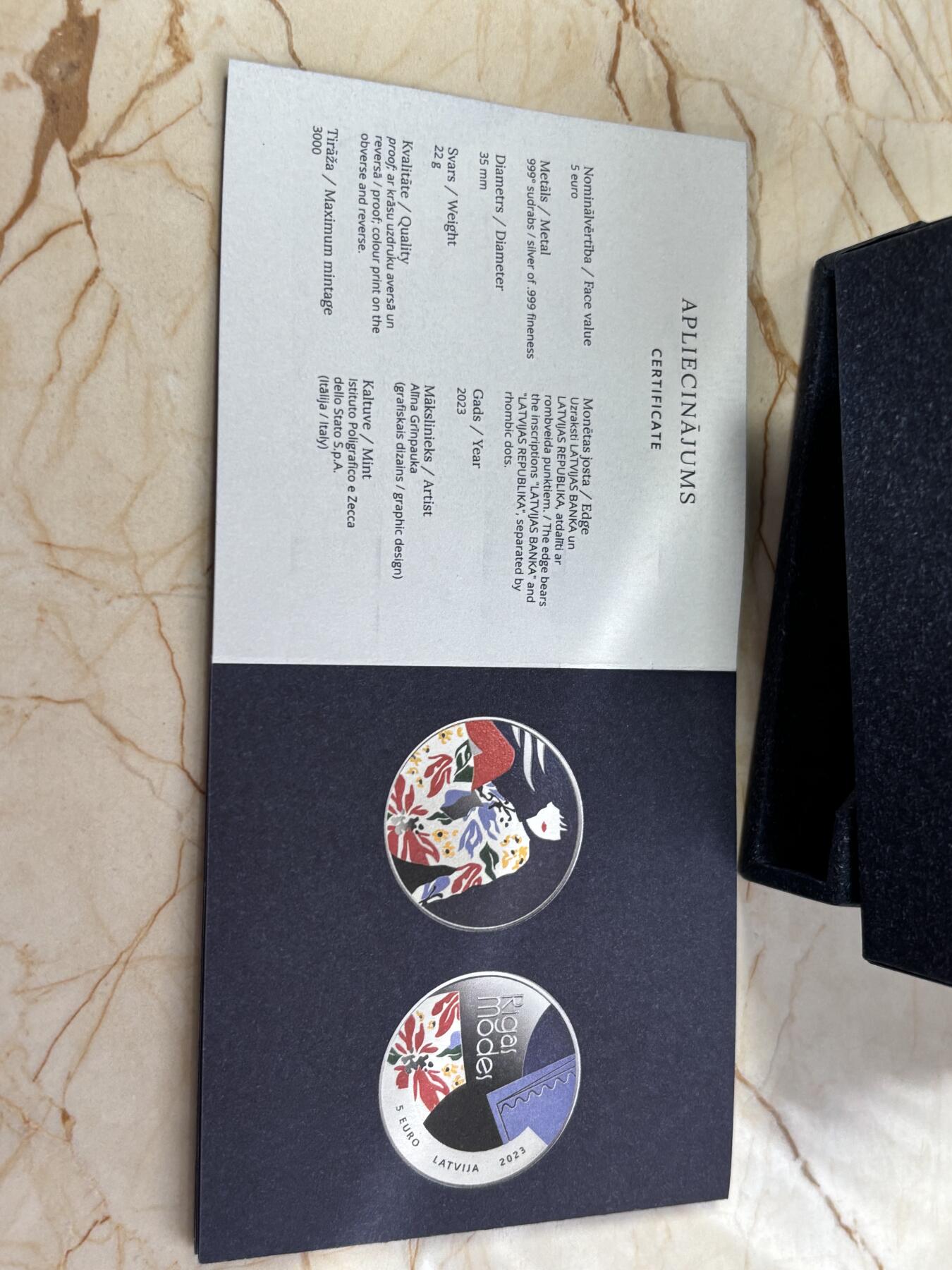 第185期拍卖 获奖拉脱维亚2023年里加时尚女性双面彩纪念银币，999银，22克，发行3000枚，获克劳斯2024年度最佳艺术币大奖