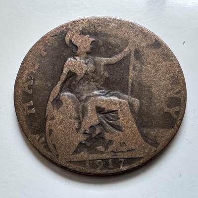 🌹外币初藏🌹🐯2025年第138场  每周二四六晚8️⃣点 接代拍 - 英国1917年半便士d