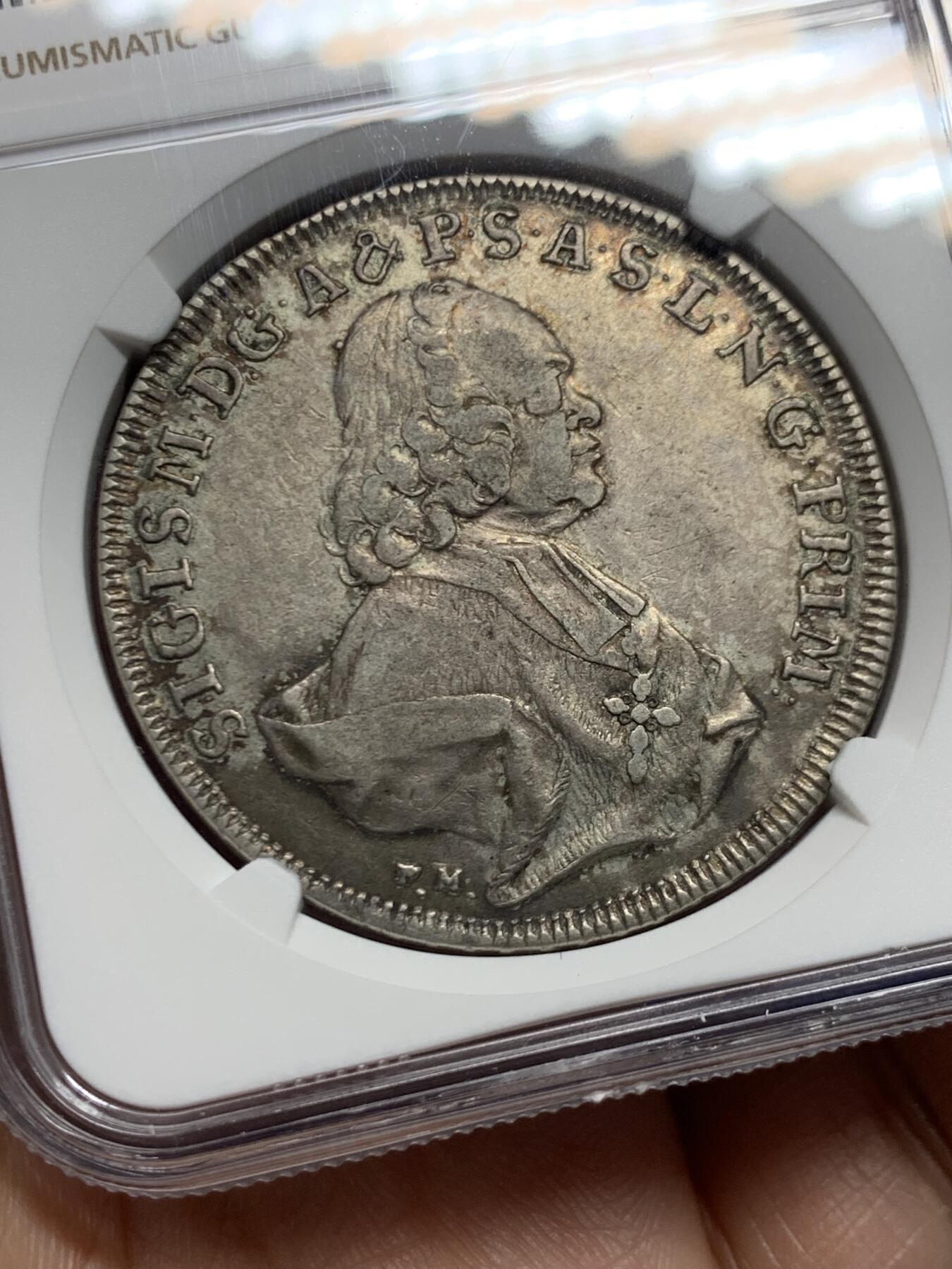 《竞宝斋》第445场 周日，周一，2场连拍 （全场包邮） NGC AU50 奥地利帝国 萨尔茨堡 1771年 齐格蒙德三世 泰勒大银币 自然包浆 原味好品 末年版本相对少见不少