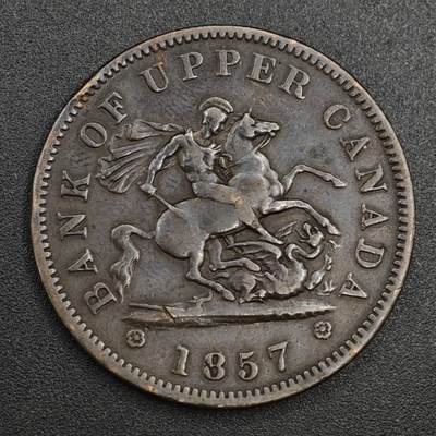 【淘币小摊】实时拍第八百二十一拍   散币场   满百包邮可预留二周 每周一统一发货   - 上加拿大1857年马剑一便士铜币代币
