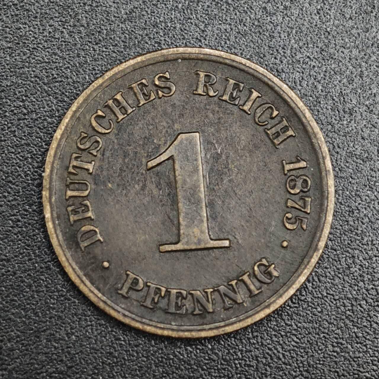 【淘币小摊】实时拍第八百二十一拍   散币场   满百包邮可预留二周 每周一统一发货   德国1875年短翅1芬妮铜币