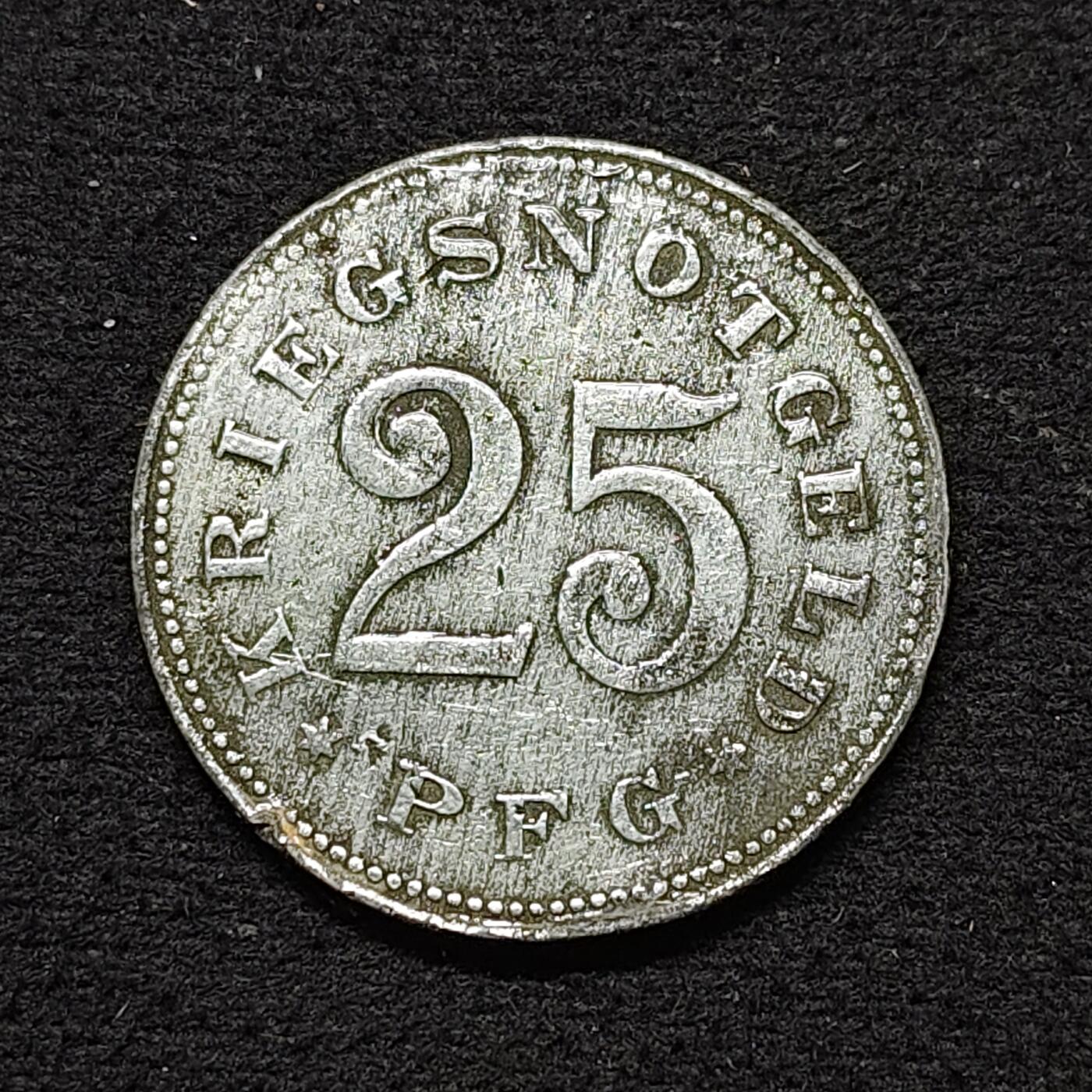 【全场包邮】纯粹捡漏拍484场（免费代拍第21场） 德国紧急状态茨维瑟尔1919年25芬妮锌币