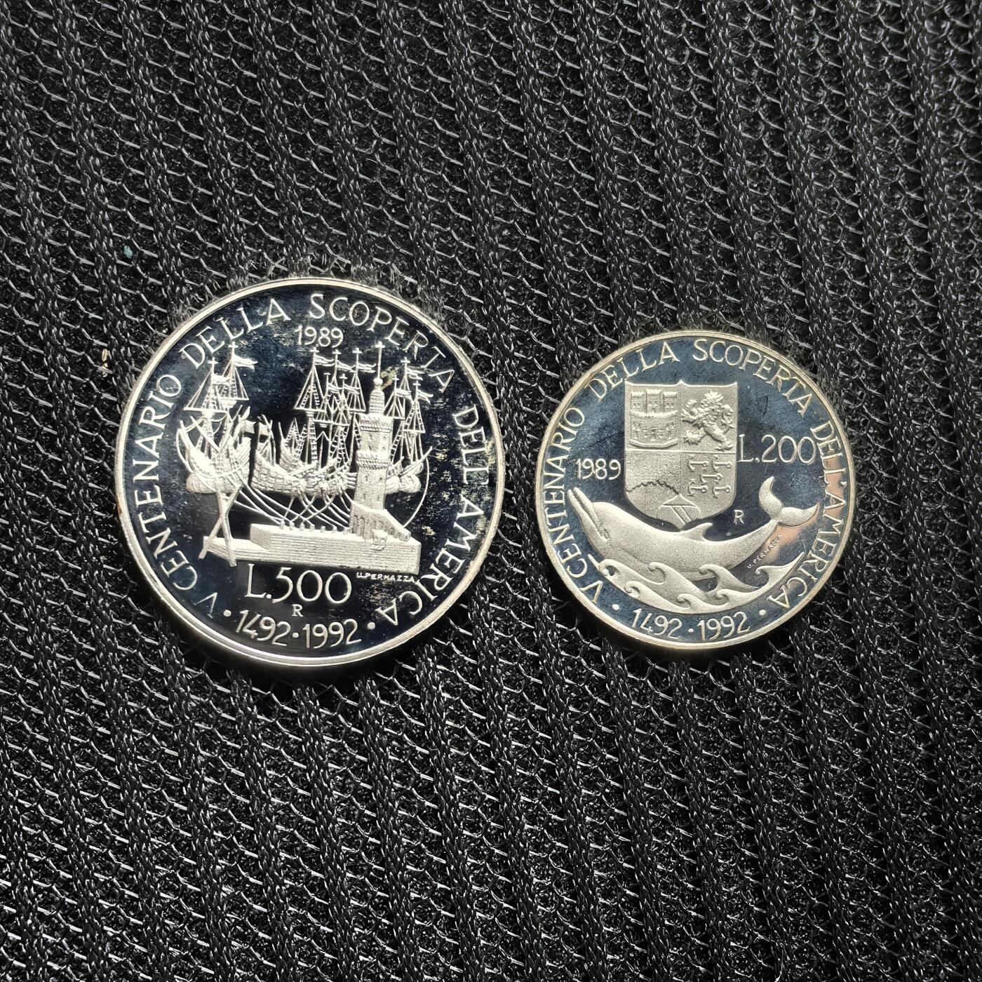 道一币馆币章第一百五十八场 原盒证 意大利1989年发现美洲大陆500周年精制银币套装