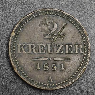 【淘币小摊】实时拍第八百二十一拍   散币场   满百包邮可预留二周 每周一统一发货   - 奥地利1851年2克鲁泽铜币