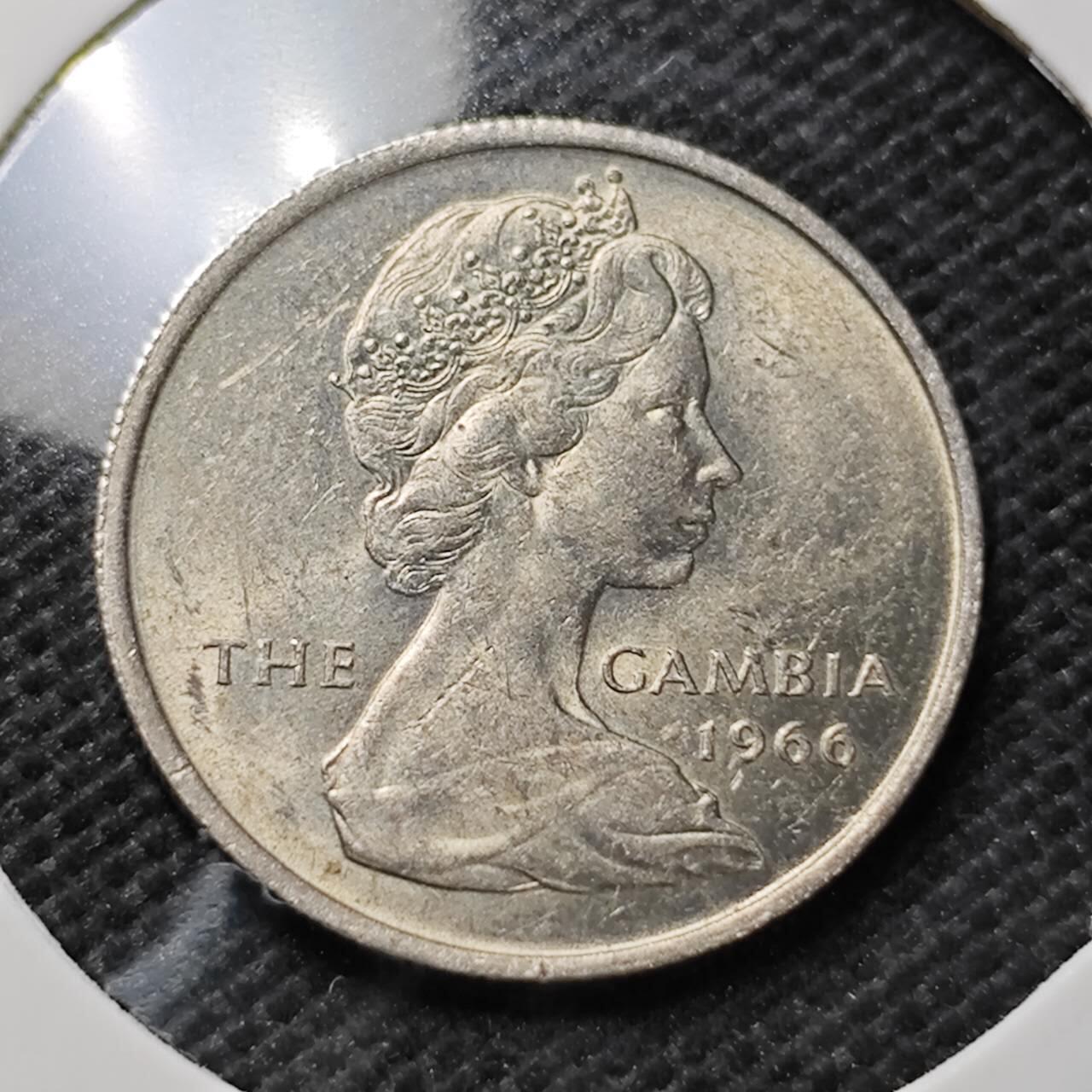 KK钱币收藏小铺 第375期  2月预留时间 周末发货 1966英属冈比亚6便士 