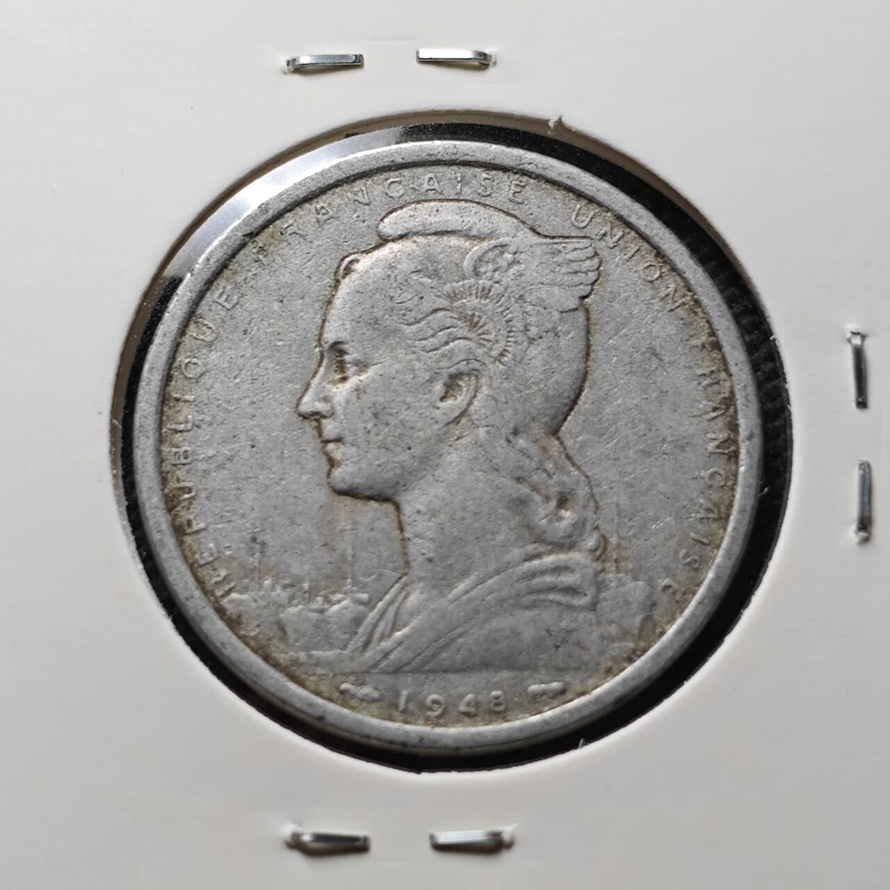 KK钱币收藏小铺 第375期  2月预留时间 周末发货  1948法属西非5法郎