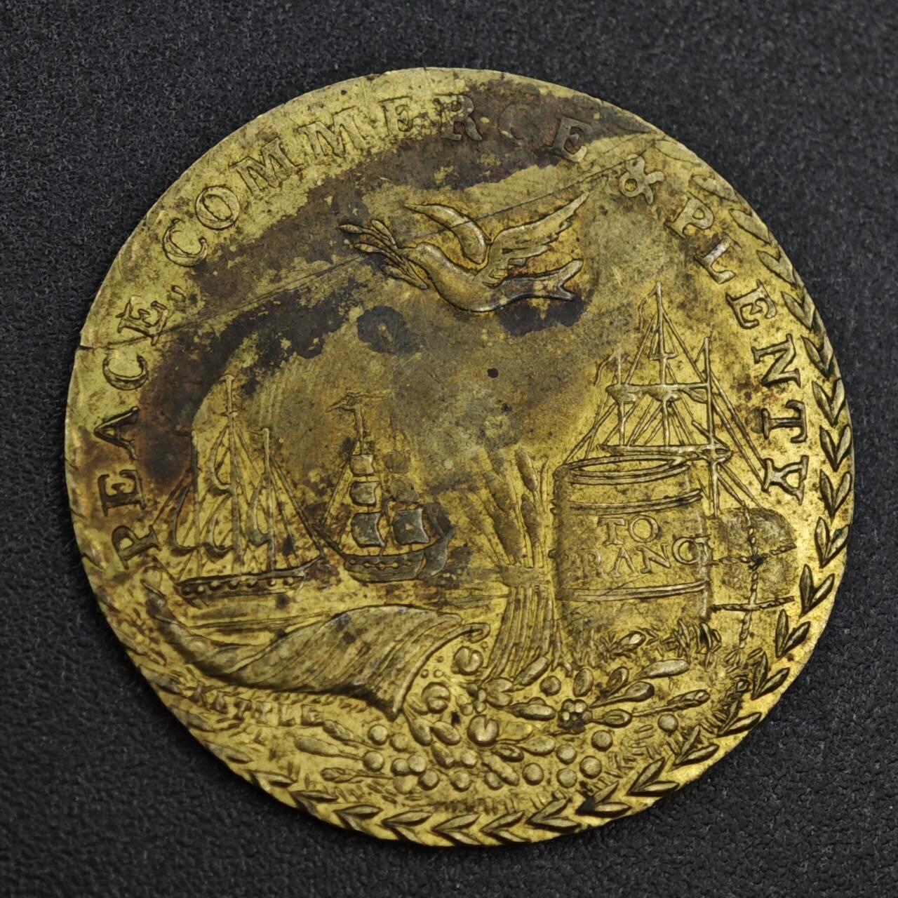 【淘币小摊】实时拍第八百二十一拍   散币场   满百包邮可预留二周 每周一统一发货   1801年英法和平初步协议铜章