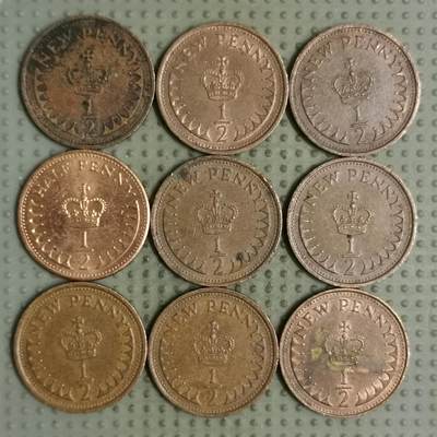 2025年第133场各国散币拍卖（总第133场） - 英国1/2便士9枚