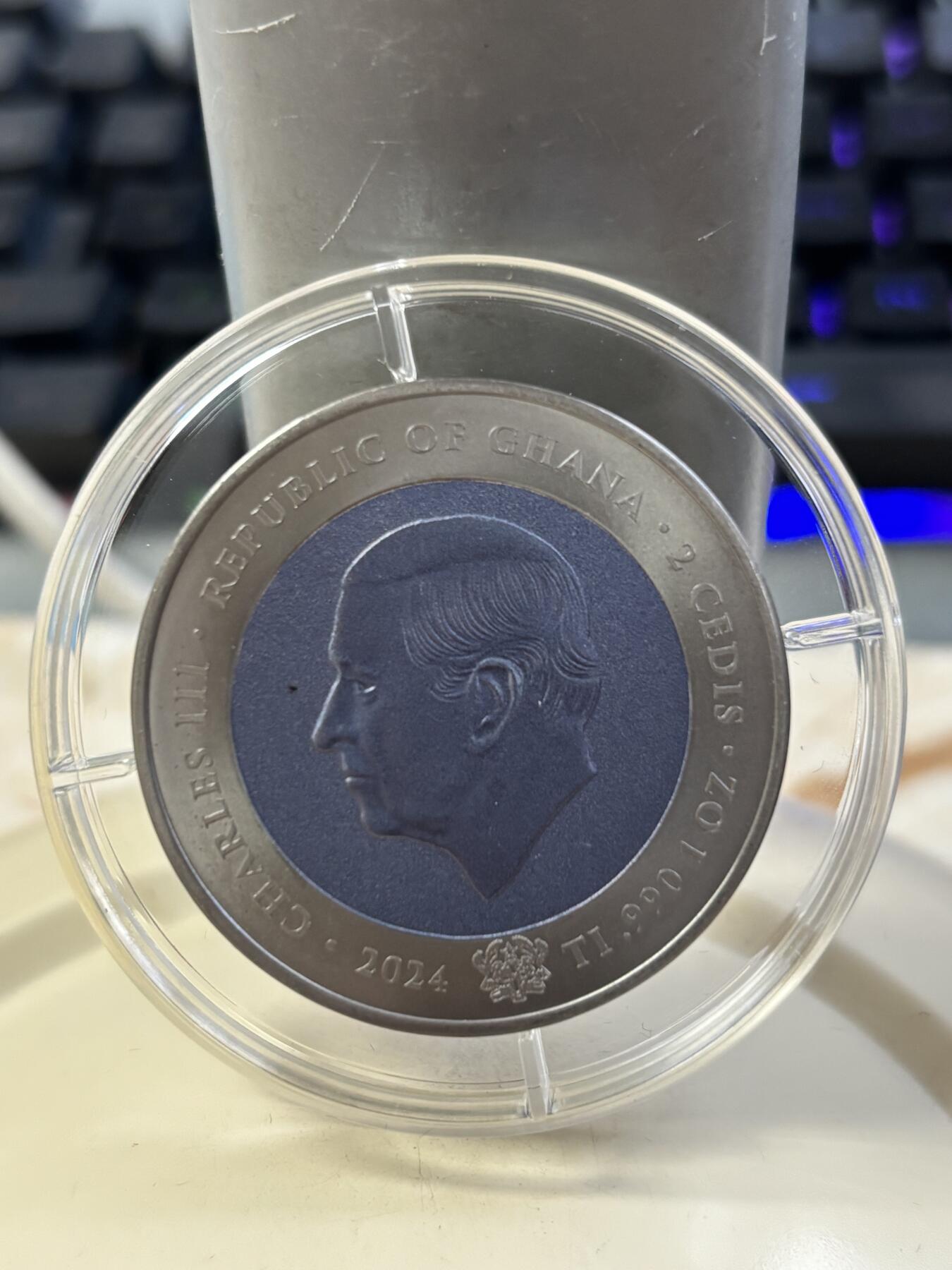 第185期拍卖 加纳2024年航天系列太空漫步钛金属彩色纪念币,发行1500枚