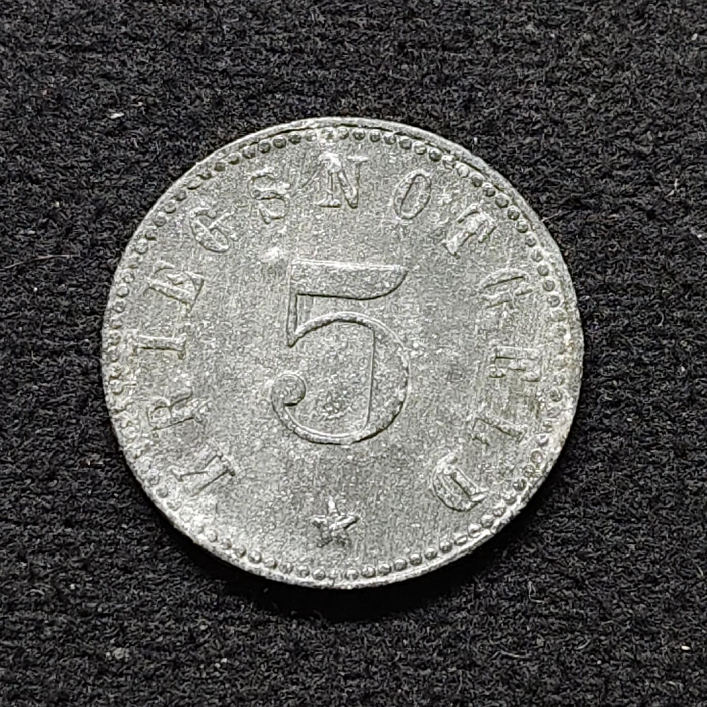 【全场包邮】纯粹捡漏拍484场（免费代拍第21场） 德国紧急状态茨维瑟尔1920年5芬妮锌币