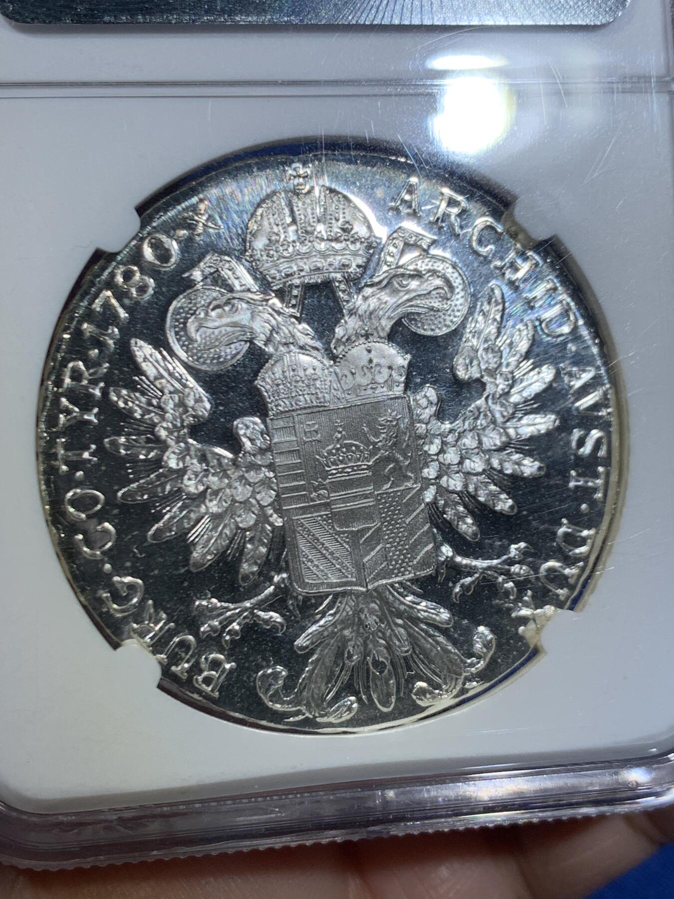 《竞宝斋》第445场 周日，周一，2场连拍 （全场包邮） NGC PF68UC 奥地利1780大奶妈泰勒精制银币 后铸版