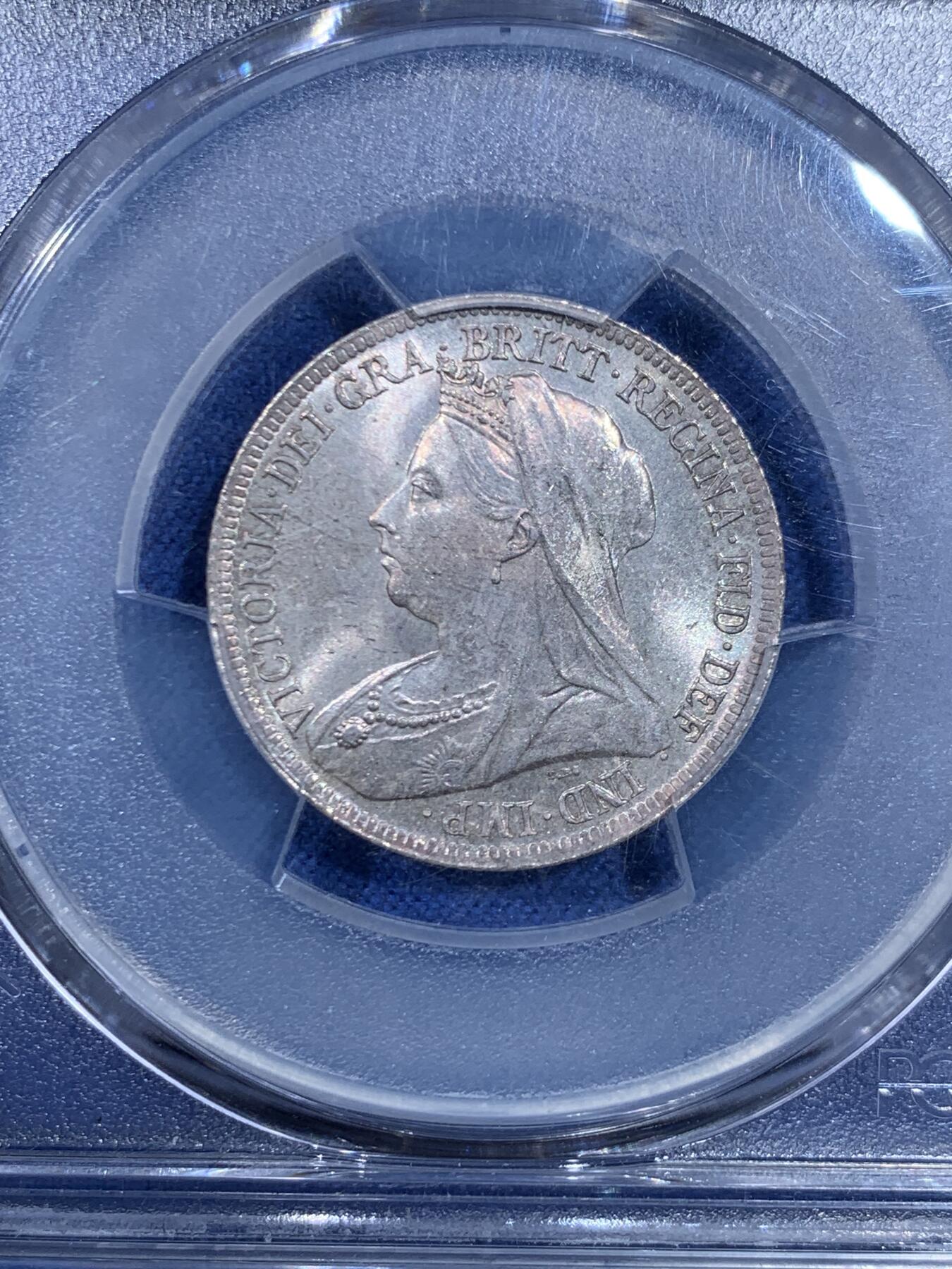 《竞宝斋》第445场 周日，周一，2场连拍 （全场包邮） PCGS MS65 英国 1900年 维多利亚 披纱 先令 仅有7枚更高分 双面欧洲老包浆