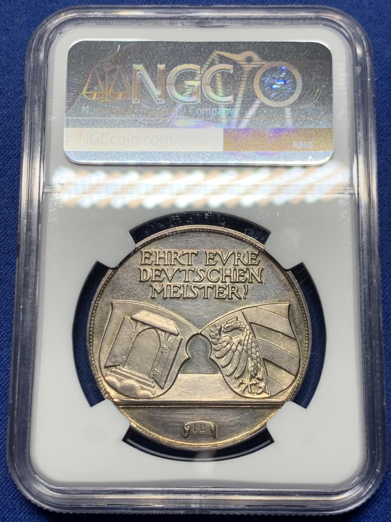 《竞宝斋》第445场 周日，周一，2场连拍 （全场包邮） NGC UNCD 德国1928年画家丢勒银章 状态不错