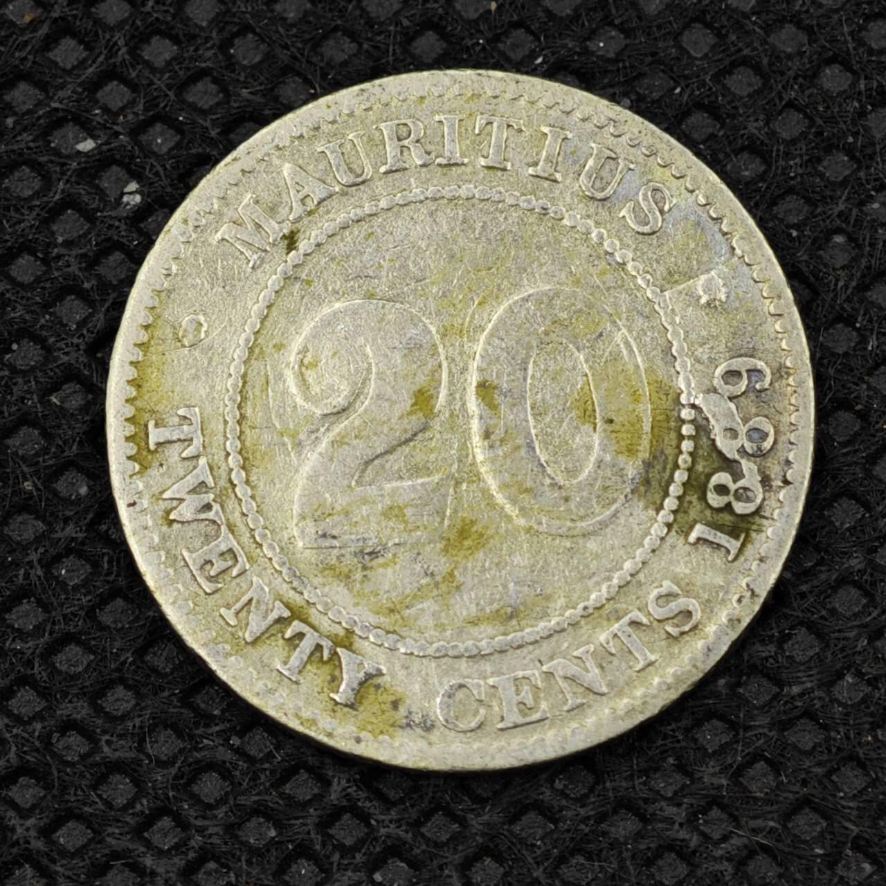 【淘币小摊】限时拍第八百二十四拍  小银币场  满百包邮可预留两周  周一统一发货   毛里求斯1889年维多利亚20分银币