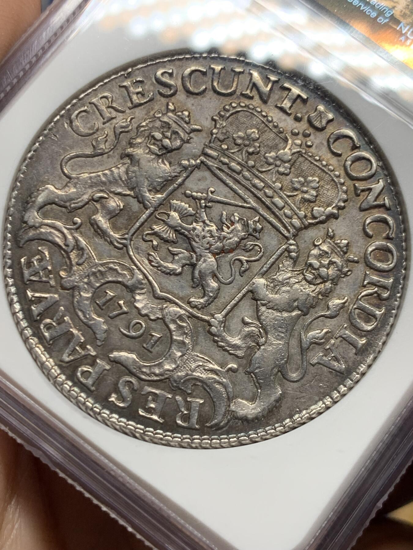 《竞宝斋》第445场 周日，周一，2场连拍 （全场包邮） NGC AUD 荷兰 1791年 乌特勒支 骑士大马剑 1杜卡特银币