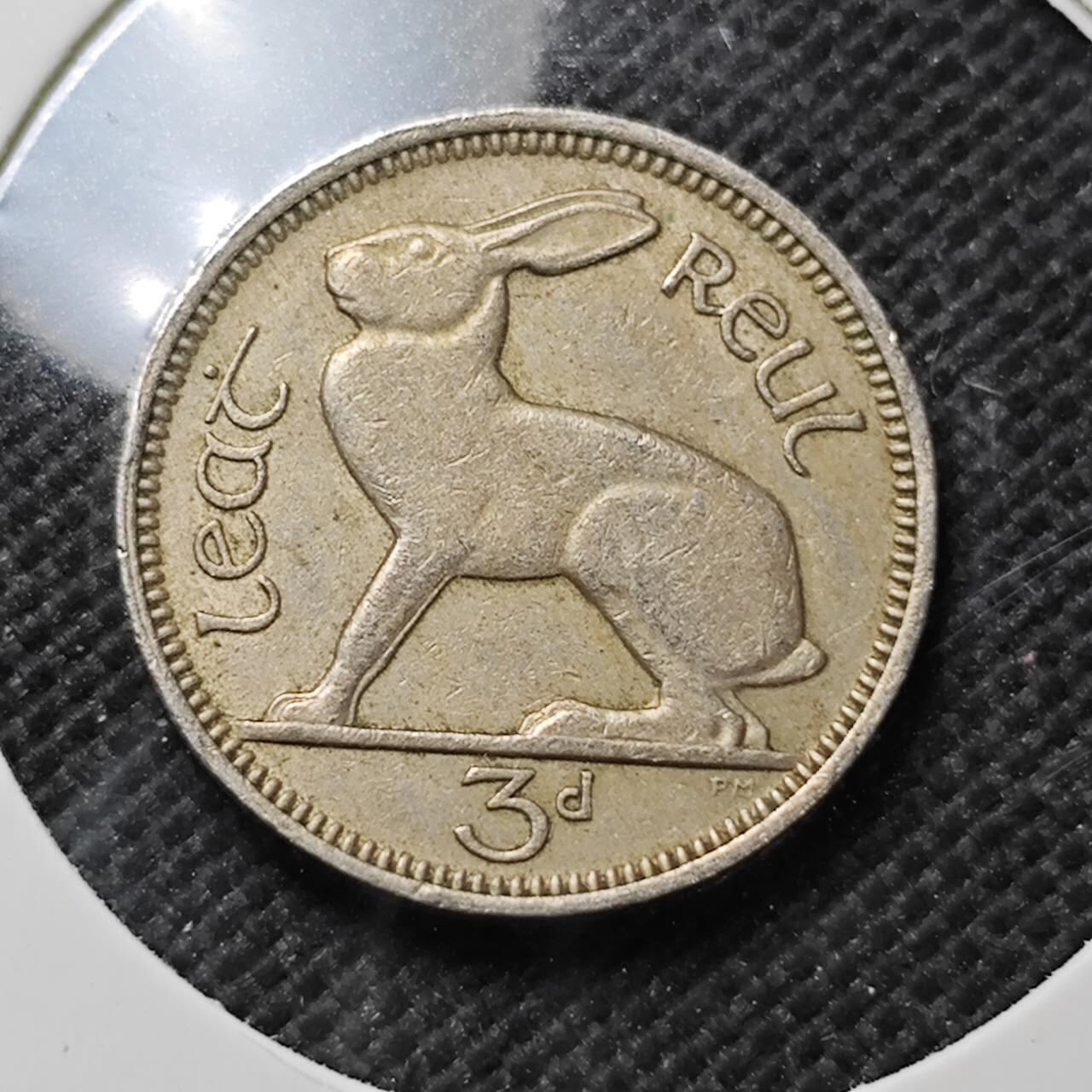 KK钱币收藏小铺 第375期  2月预留时间 周末发货  1963爱尔兰3便士