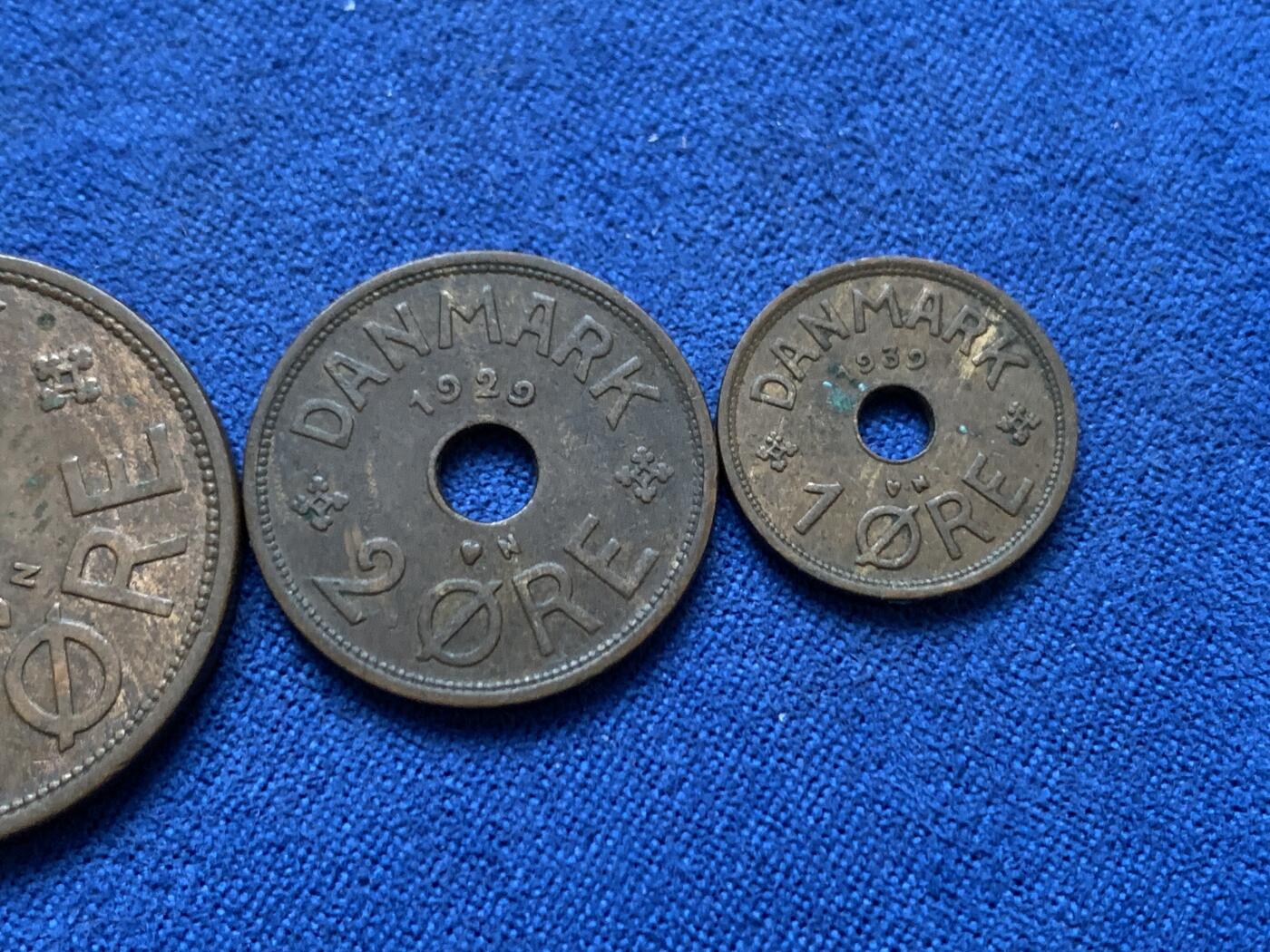 《竞宝斋》第445场 周日，周一，2场连拍 （全场包邮） 三枚一组 丹麦1/2/5欧铜币