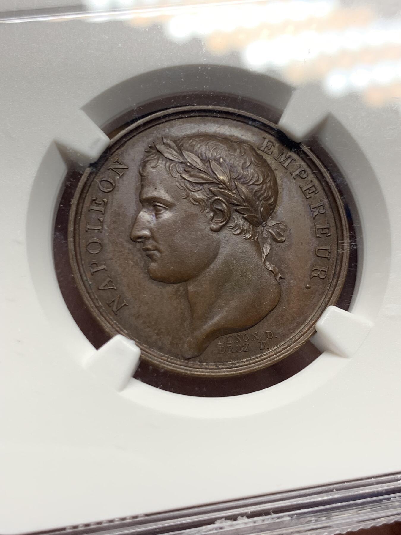 《竞宝斋》第445场 周日，周一，2场连拍 （全场包邮） NGC MS63BN 法国1805年拿破仑纪念德赛将军墓碑铜章 季军分