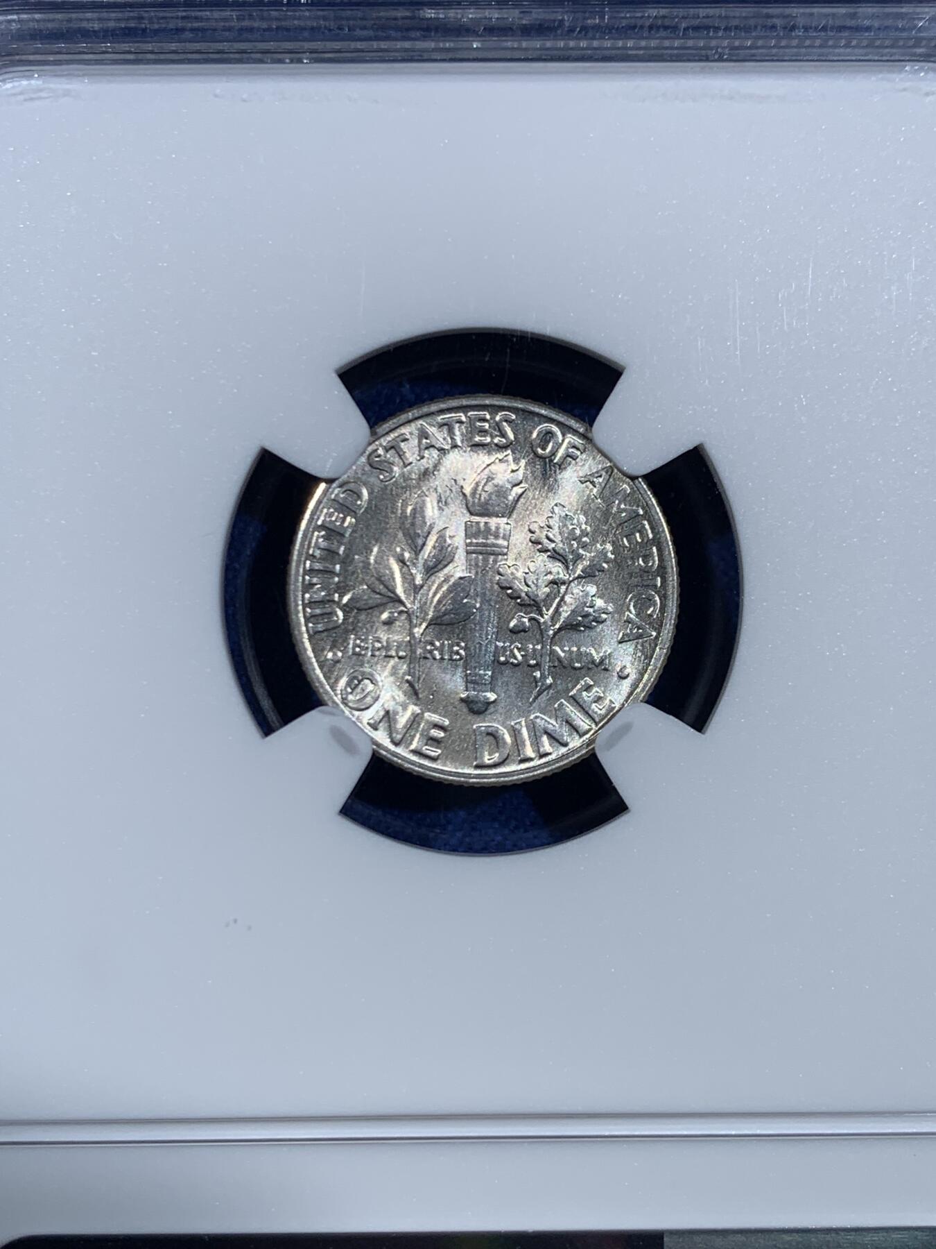 《竞宝斋》第445场 周日，周一，2场连拍 （全场包邮） NGC MS64 美国1946年10美分银币，罗斯福10美分首年份