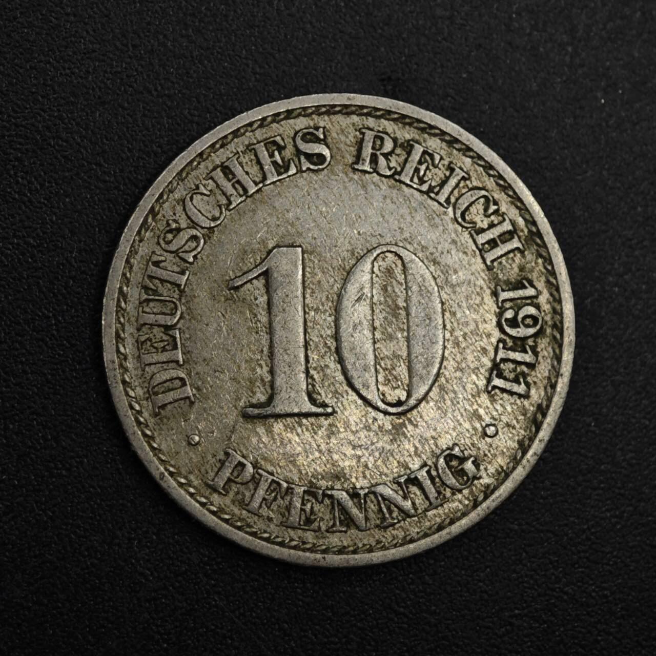 【淘币小摊】实时拍第八百二十一拍   散币场   满百包邮可预留二周 每周一统一发货   德国1911年10芬妮镍币