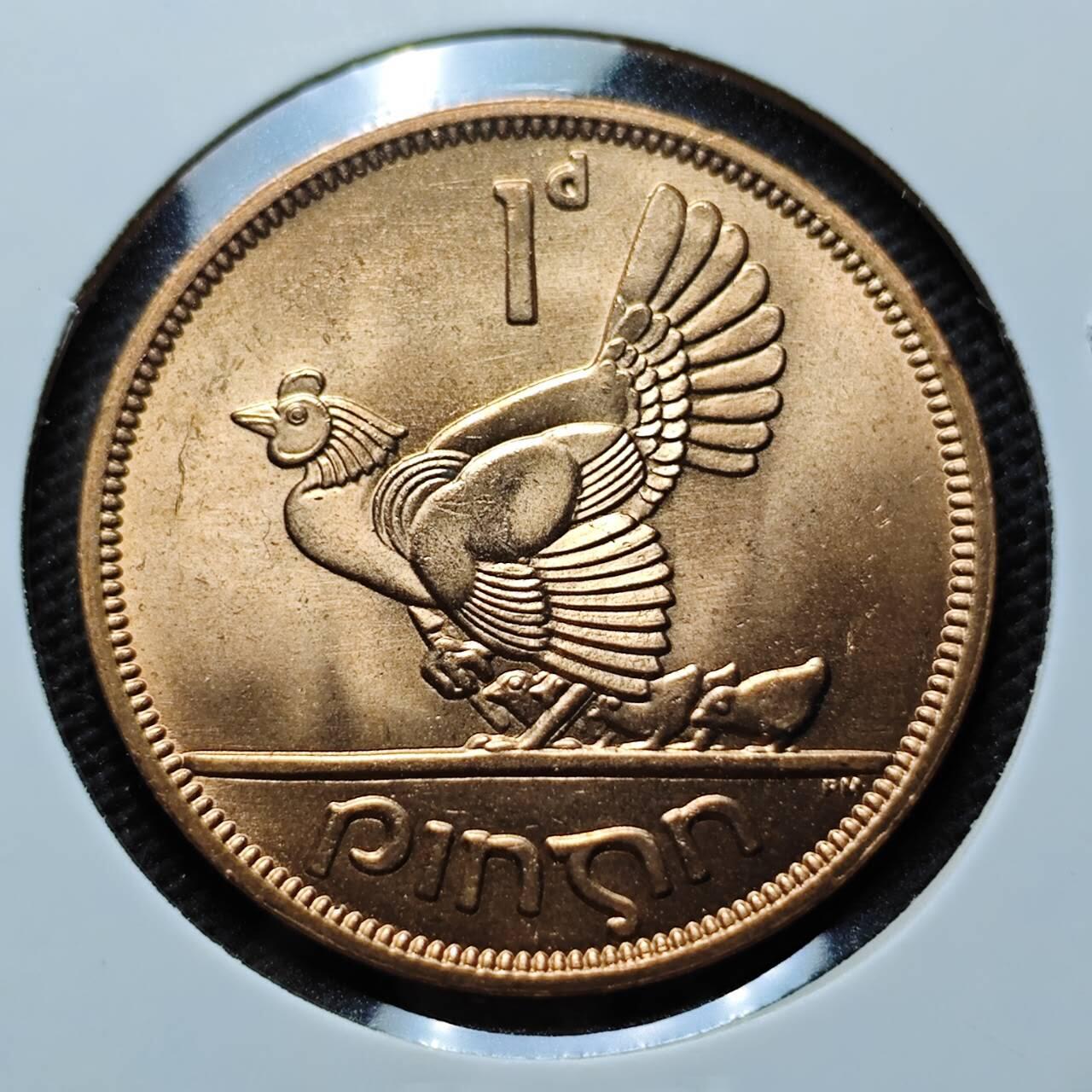 KK钱币收藏小铺 第375期  2月预留时间 周末发货  1968爱尔兰1便士铜币 好品 母鸡铜币