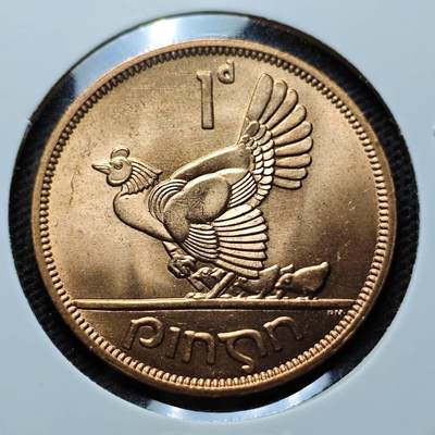 KK钱币收藏小铺 第375期  2月预留时间 周末发货 -  1968爱尔兰1便士铜币 好品 母鸡铜币