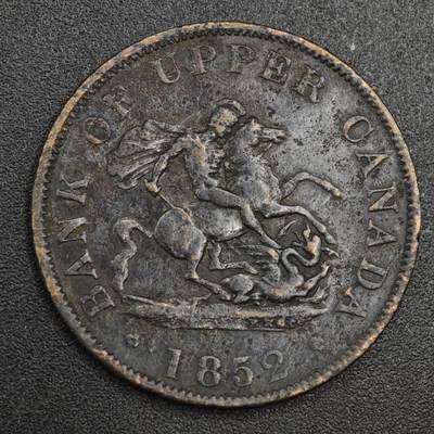 【淘币小摊】实时拍第八百二十一拍   散币场   满百包邮可预留二周 每周一统一发货   - 上加拿大1852年马剑半便士铜币代币