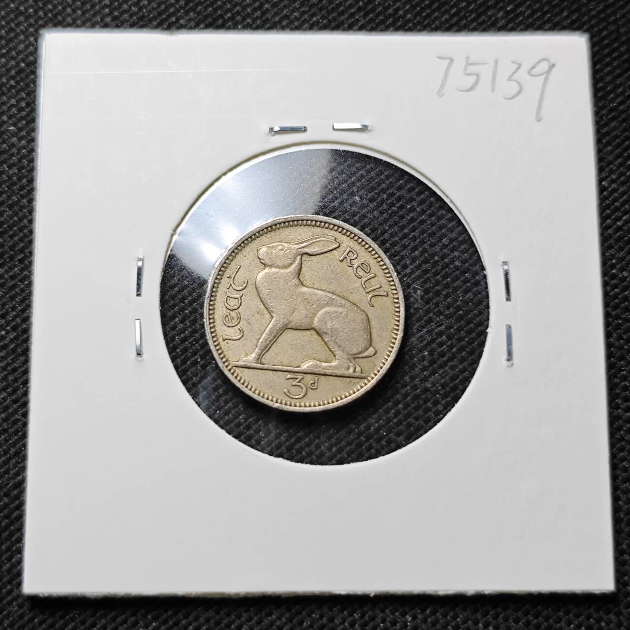 KK钱币收藏小铺 第375期  2月预留时间 周末发货  1963爱尔兰3便士