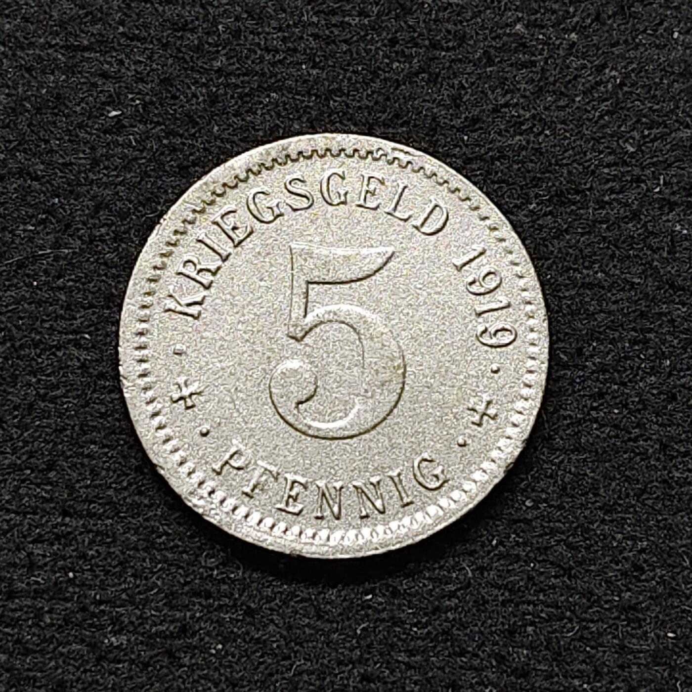 【全场包邮】纯粹捡漏拍484场（免费代拍第21场） 德国紧急状态门登1919年5芬妮铁币