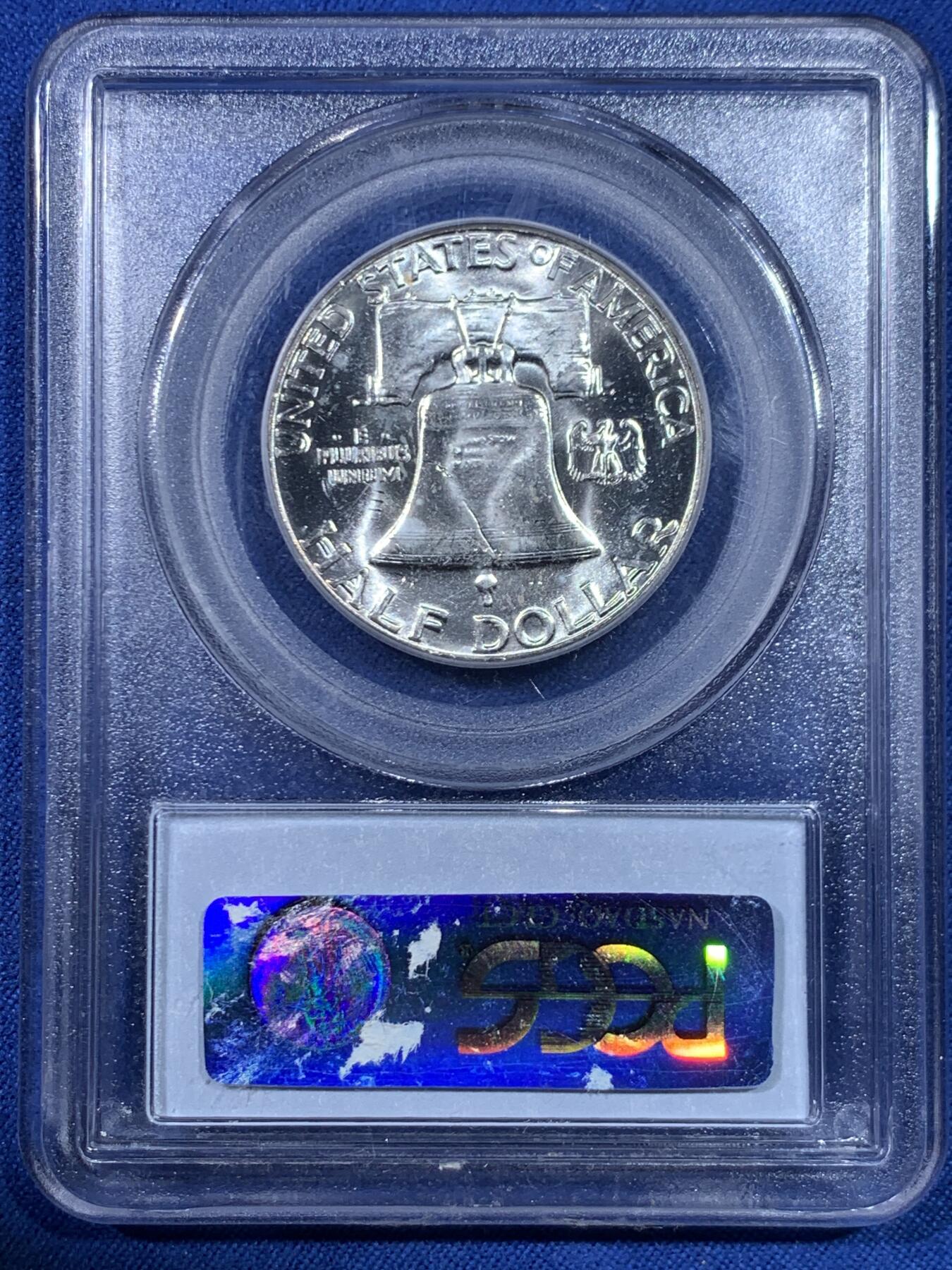 《竞宝斋》第445场 周日，周一，2场连拍 （全场包邮） PCGS MS64 美国1958年富兰克林半美元银币