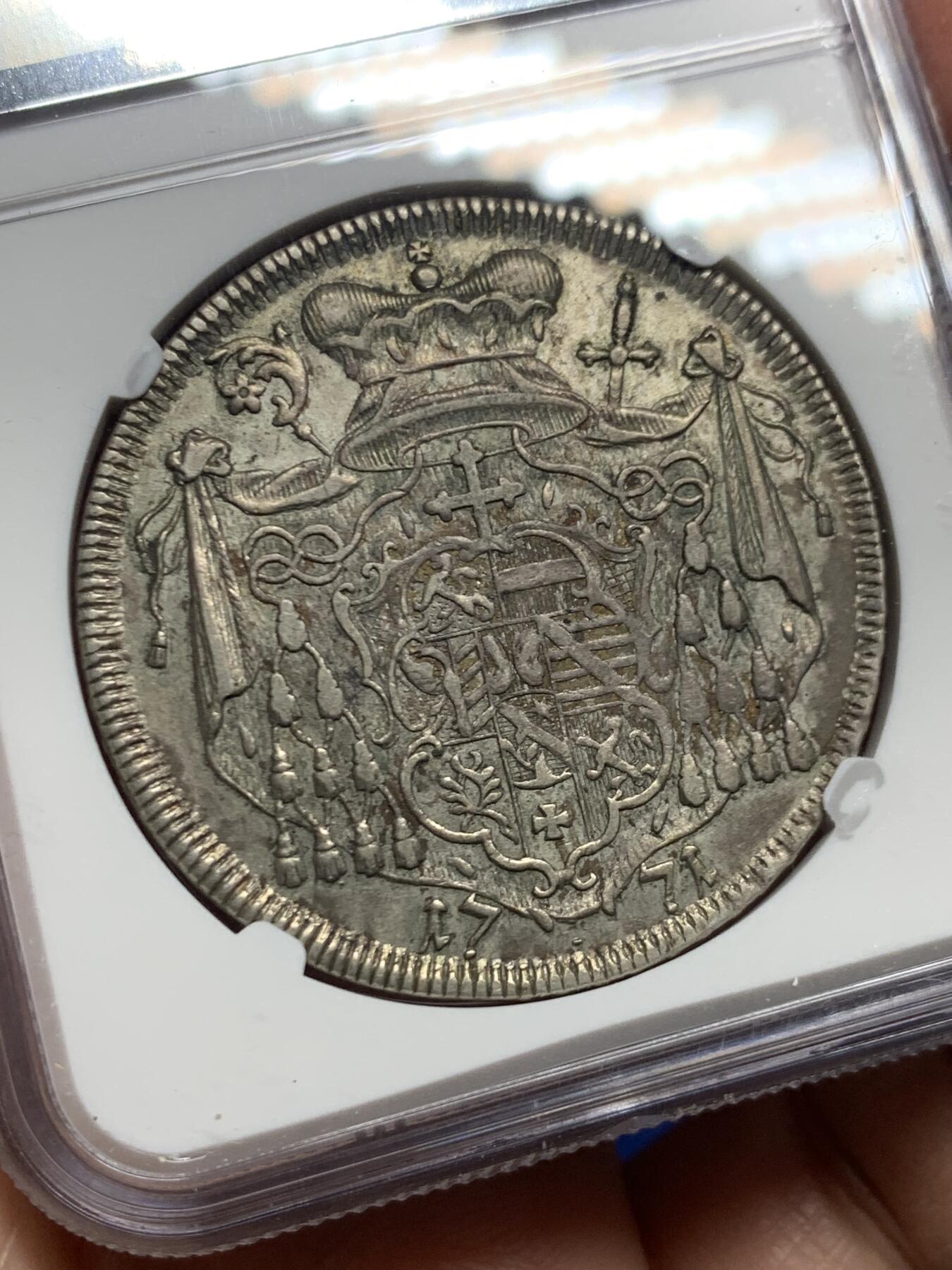 《竞宝斋》第445场 周日，周一，2场连拍 （全场包邮） NGC AU50 奥地利帝国 萨尔茨堡 1771年 齐格蒙德三世 泰勒大银币 自然包浆 原味好品 末年版本相对少见不少